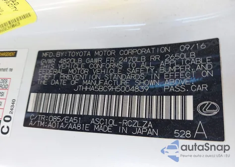 2017 Lexus Rc 200T from USA, damaged, VIN JTHHA5BC9H5004839